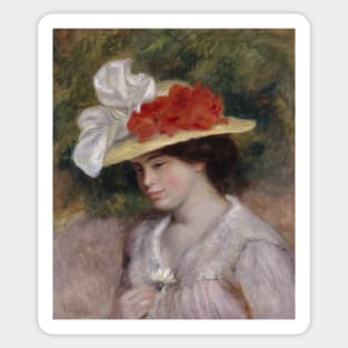 Woman in a Flowered Hat by Auguste Renoir Sticker